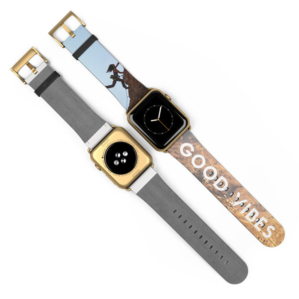 Good Vibes Rock Climbing Watch Band 38 - 41 mm / Black Matte Printify Accessories - Tracy McCrackin Photography