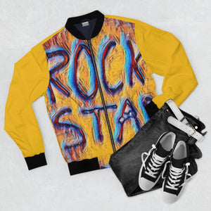 California Rock Star Graffiti Bomber Jacket (Yellow) XS Printify All Over Prints - Tracy McCrackin Photography