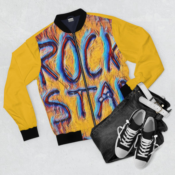 California Rock Star Graffiti Bomber Jacket (Yellow) XS Printify All Over Prints - Tracy McCrackin Photography