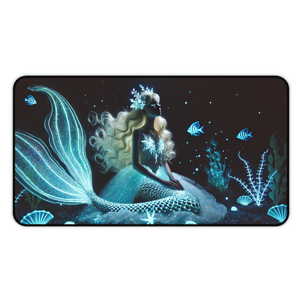 Neon Tides: Futuristic Cyber Mermaid Computer Pad 12" × 22" Printify Home Decor - Tracy McCrackin Photography