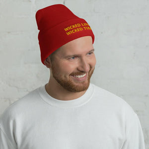 Wicked Times Rock Climbing Cuffed Beanie Giclee / White Tracy McCrackin Photography Clothing - Tracy McCrackin Photography