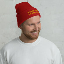 Load image into Gallery viewer, Wicked Times Rock Climbing Cuffed Beanie Giclee / White Tracy McCrackin Photography Clothing - Tracy McCrackin Photography