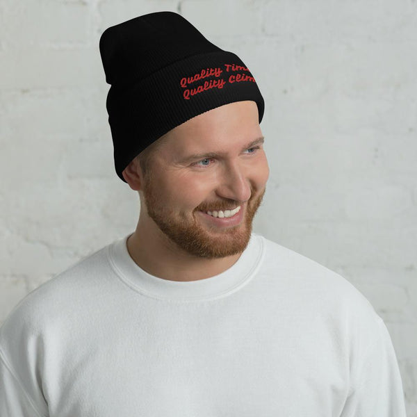 Quality Times, Quality Climbs Cuffed Beanie Giclee / White Tracy McCrackin Photography - Tracy McCrackin Photography