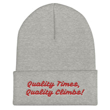 Load image into Gallery viewer, Quality Times, Quality Climbs Cuffed Beanie Giclee / White Tracy McCrackin Photography - Tracy McCrackin Photography