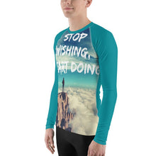 Load image into Gallery viewer, Stop Wishing Start Doing Men&#39;s Rash Guard XS Tracy McCrackin Photography Clothing - Tracy McCrackin Photography