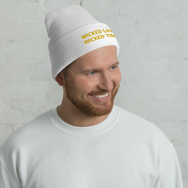 Wicked Times Rock Climbing Cuffed Beanie Giclee / White Tracy McCrackin Photography Clothing - Tracy McCrackin Photography