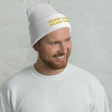 Load image into Gallery viewer, Wicked Times Rock Climbing Cuffed Beanie Giclee / White Tracy McCrackin Photography Clothing - Tracy McCrackin Photography