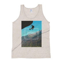 Load image into Gallery viewer, Happiness is a Habit Climbing Unisex Tank Top Giclee / Tri-Black / S Tracy McCrackin Photography - Tracy McCrackin Photography