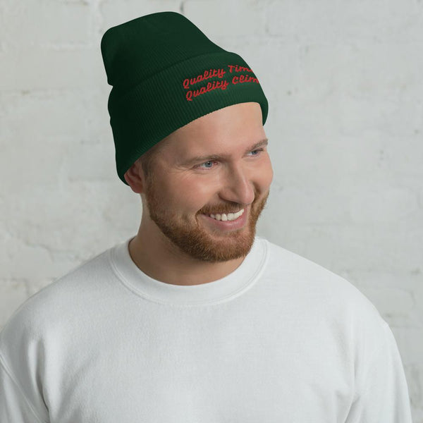 Quality Times, Quality Climbs Cuffed Beanie Giclee / White Tracy McCrackin Photography - Tracy McCrackin Photography