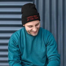 Load image into Gallery viewer, Catch You at the Top Humorous Embroidered Beanie Giclee / White Tracy McCrackin Photography - Tracy McCrackin Photography
