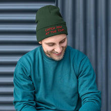 Load image into Gallery viewer, Catch You at the Top Humorous Embroidered Beanie Giclee / White Tracy McCrackin Photography - Tracy McCrackin Photography