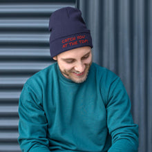 Load image into Gallery viewer, Catch You at the Top Humorous Embroidered Beanie Giclee / White Tracy McCrackin Photography - Tracy McCrackin Photography