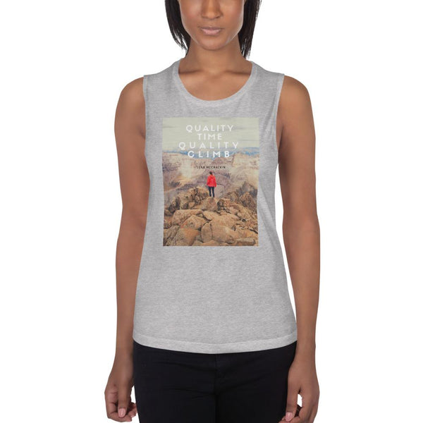 Quality Time Quality Climb Ladies Muscle Tank Giclee / White / S Tracy McCrackin Photography - Tracy McCrackin Photography