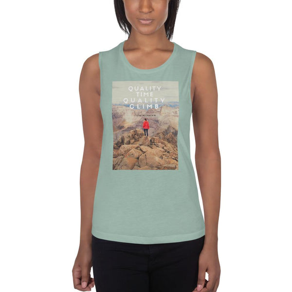 Quality Time Quality Climb Ladies Muscle Tank Giclee / White / S Tracy McCrackin Photography - Tracy McCrackin Photography