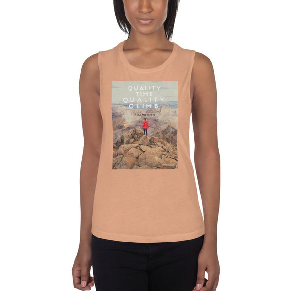 Quality Time Quality Climb Ladies Muscle Tank Giclee / White / S Tracy McCrackin Photography - Tracy McCrackin Photography