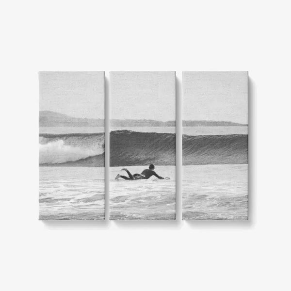 B&W Ride the Wave - 3 Piece Canvas Wall Art - Framed Ready to Hang 3x8"x18" 3 x 8 x 18 / Canvas Only(rolled) Printy6 Wall art - Tracy McCrackin Photography