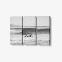 Load image into Gallery viewer, B&amp;W Ride the Wave - 3 Piece Canvas Wall Art - Framed Ready to Hang 3x8&quot;x18&quot; 3 x 8 x 18 / Canvas Only(rolled) Printy6 Wall art - Tracy McCrackin Photography