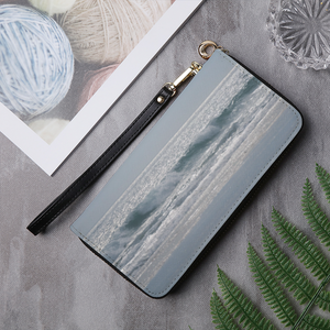 Peaceful Waves Leather Wallet Clutch Purse Zipper Printy6 Lifestyle - Tracy McCrackin Photography