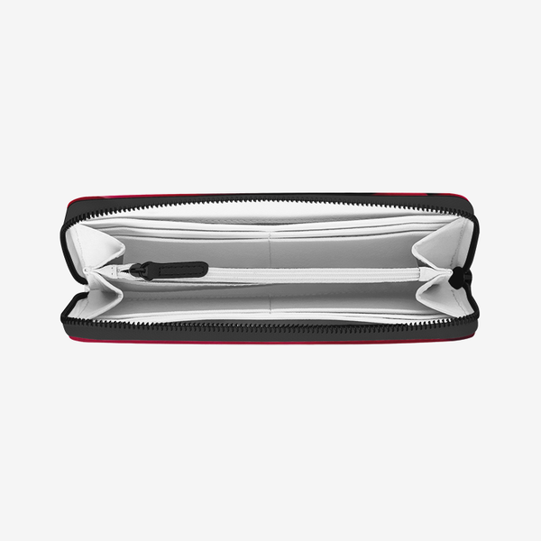 Vibrant Red Leather Wallet White Printy6 Lifestyle - Tracy McCrackin Photography