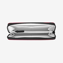Load image into Gallery viewer, Vibrant Red Leather Wallet White Printy6 Lifestyle - Tracy McCrackin Photography