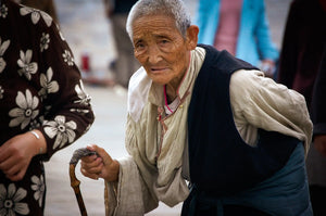 white-haired-tibetan-with-cane Tracy McCrackin Photography GiclŽe - Tracy McCrackin Photography