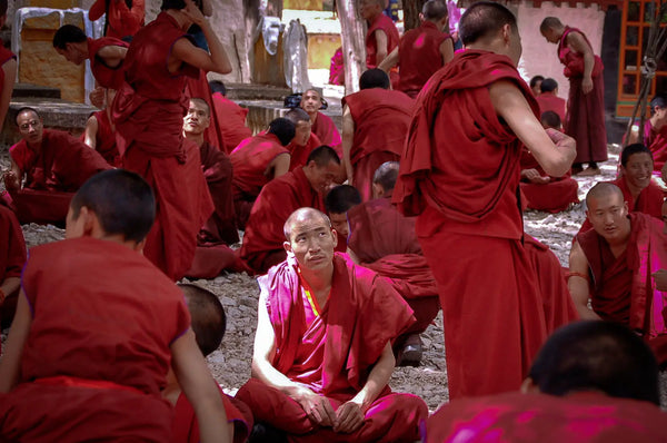 Enlightenment Unveiled: Tibetan Monks' Spirited Debate Giclee / Colored / 5 x 7 Tracy McCrackin Photography Wall art - Tracy McCrackin Photography