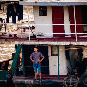 chinese-fishman-on-his-steel-boat Giclee / Colored / 5 x 7 Tracy McCrackin Photography Gicl‚e - Tracy McCrackin Photography