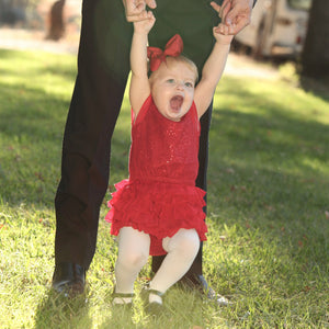 child-swinging-with-father-red-dress Giclee / Colored / 5 x 7 Tracy McCrackin Photography - Tracy McCrackin Photography