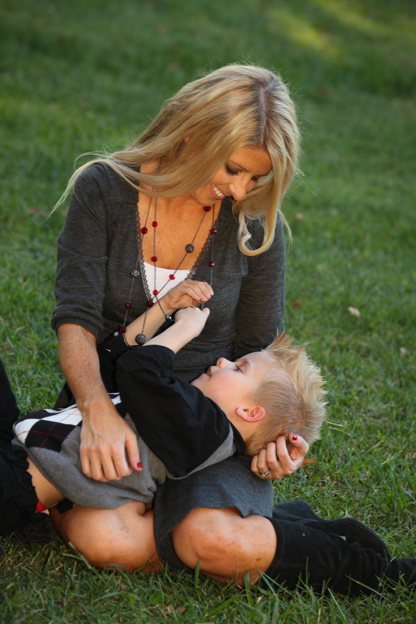 mother-and-son-playing-on-grass-together Giclee / Colored / 5 x 7 Tracy McCrackin Photography - Tracy McCrackin Photography