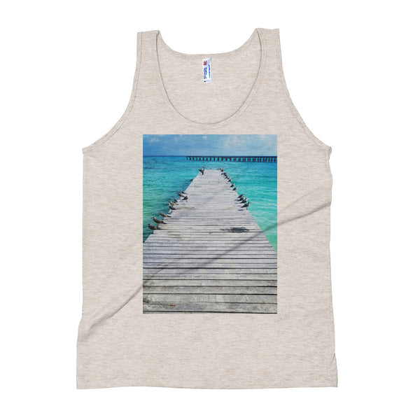 Beach Pier Unisex Tank Top Giclee / Tri-Oatmeal / XS Tracy McCrackin Photography - Tracy McCrackin Photography
