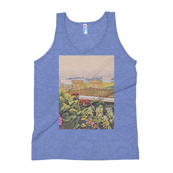 Peaceful Escape Unisex Tank Top - Carmel, California Giclee / Athletic Blue / XS Tracy McCrackin Photography - Tracy McCrackin Photography