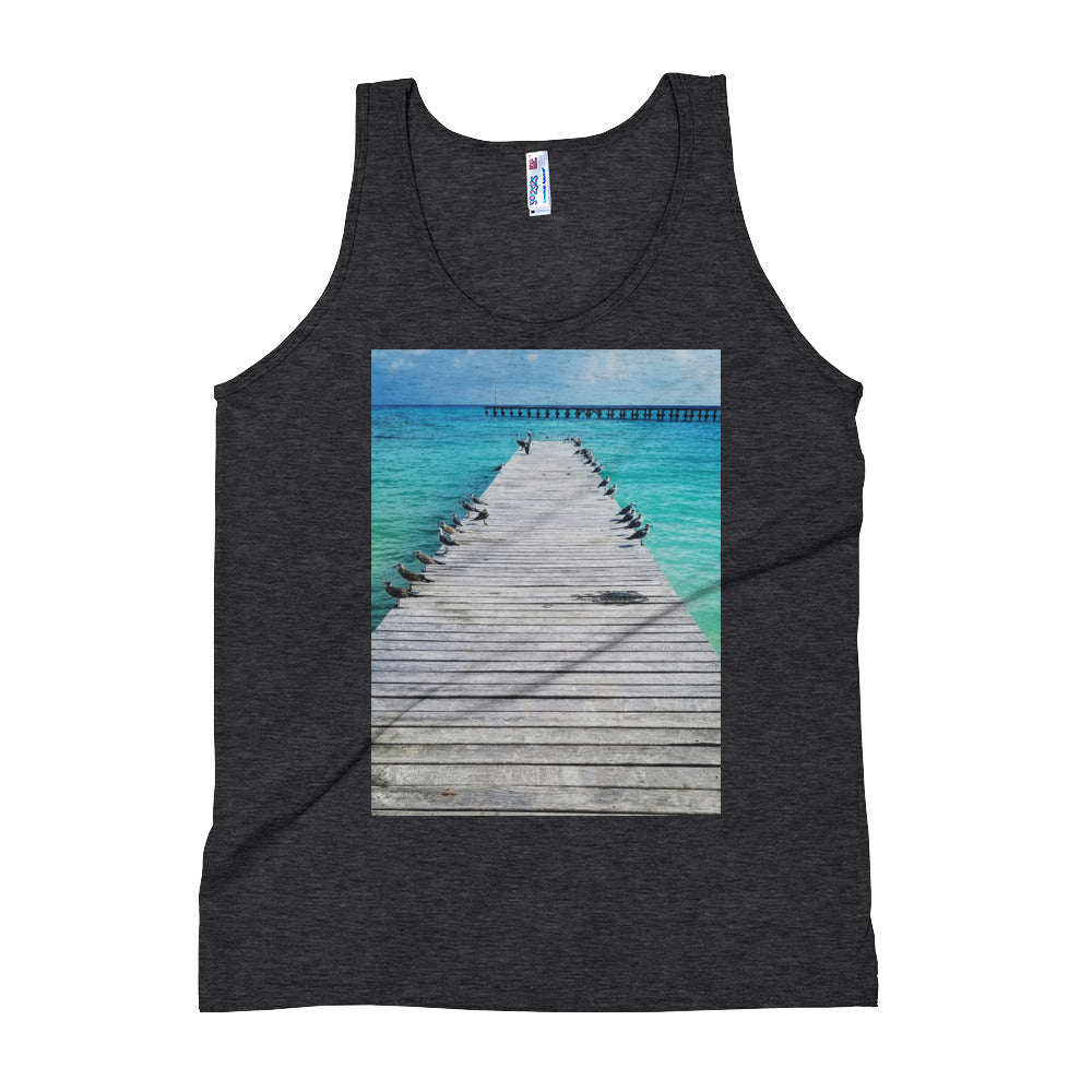 Beach Pier Unisex Tank Top Giclee / Tri-Black / XS Tracy McCrackin Photography - Tracy McCrackin Photography