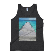 Load image into Gallery viewer, Beach Pier Unisex Tank Top Giclee / Tri-Black / XS Tracy McCrackin Photography - Tracy McCrackin Photography