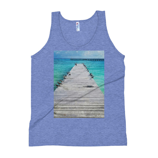 Beach Pier Unisex Tank Top Giclee / Athletic Blue / XS Tracy McCrackin Photography - Tracy McCrackin Photography
