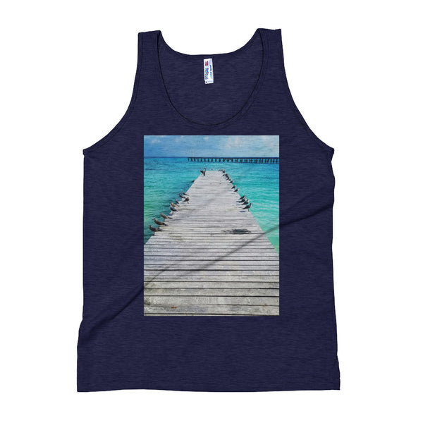 Beach Pier Unisex Tank Top Giclee / Tri-Indigo / XS Tracy McCrackin Photography - Tracy McCrackin Photography